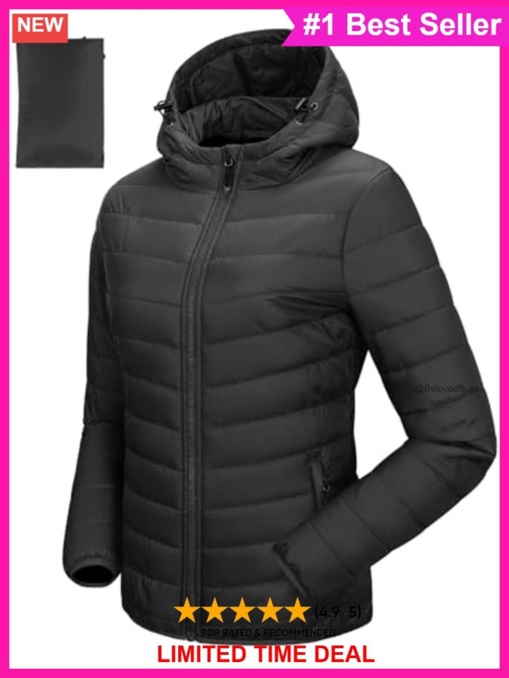 Women's Hooded Packable Puffer Jacket Lightweight Quilted Winter Coat